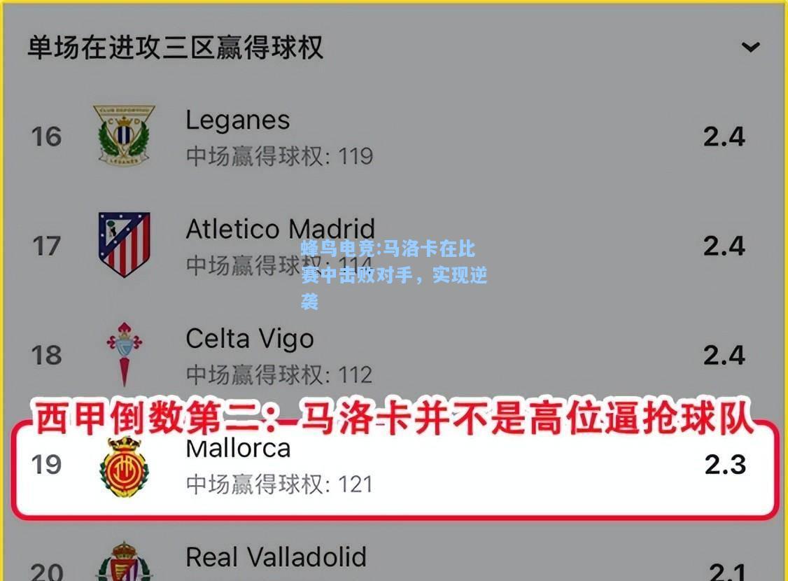 蜂鸟电竞:马洛卡在比赛中击败对手，实现逆袭